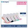Burlington Girl's Cotton Lite Casual Ankle Socks 5 pairs in 1 pack BGCKG1F