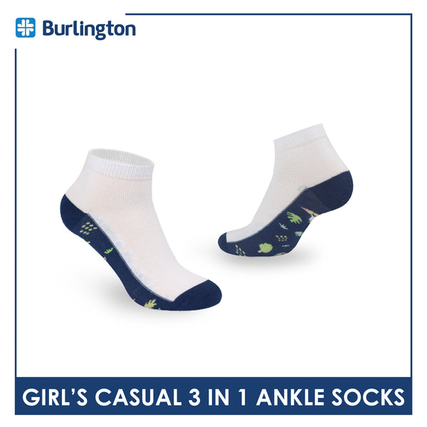Burlington Girl's Cotton Thin Casual Ankle Socks 3 pairs in a pack BGCKG56