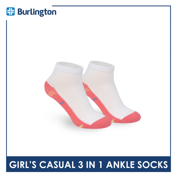 Burlington Girl's Cotton Thin Casual Ankle Socks 3 pairs in a pack BGCKG56
