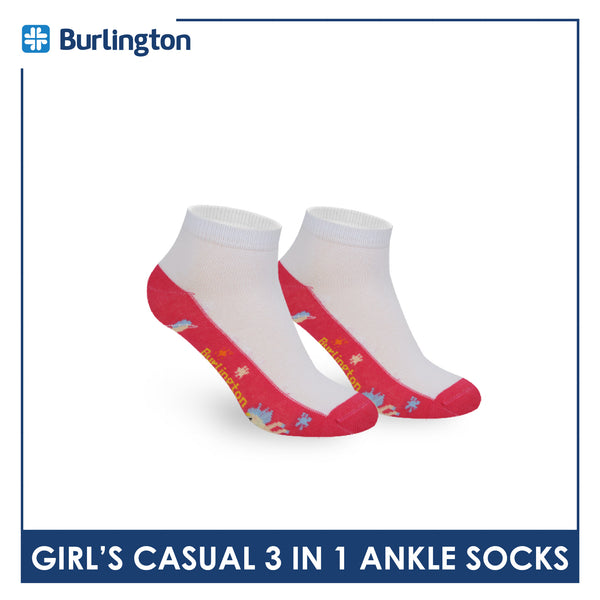 Burlington Girl's Cotton Thin Casual Ankle Socks 3 pairs in a pack BGCKG57