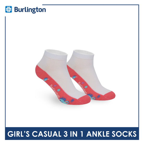 Burlington Girl's Cotton Thin Casual Ankle Socks 3 pairs in a pack BGCKG57