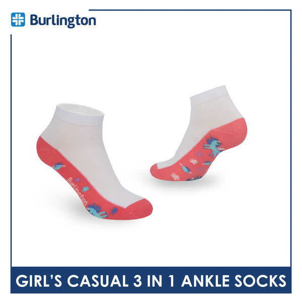 Burlington Girl's Cotton Thin Casual Ankle Socks 3 pairs in a pack BGCKG57