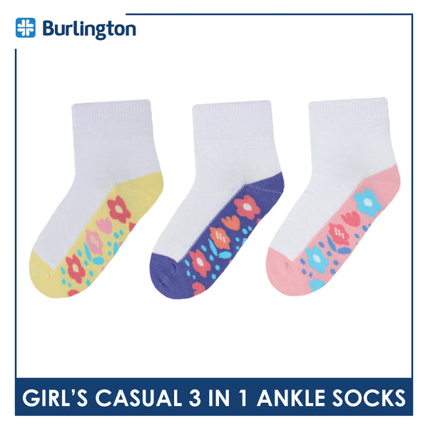 Burlington Girl's Cotton Thin Casual Ankle Socks 3 pairs in a pack BGCKG59