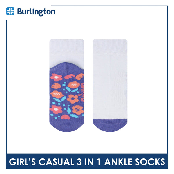 Burlington Girl's Cotton Thin Casual Ankle Socks 3 pairs in a pack BGCKG59