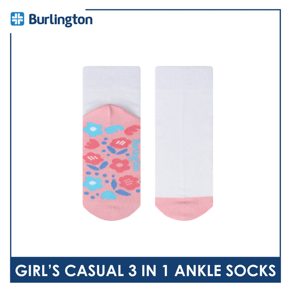 Burlington Girl's Cotton Thin Casual Ankle Socks 3 pairs in a pack BGCKG59