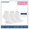 Burlington Children's Embossed Cotton Lite Casual Ankle Socks 3 pairs in 1 pack BGCMG1