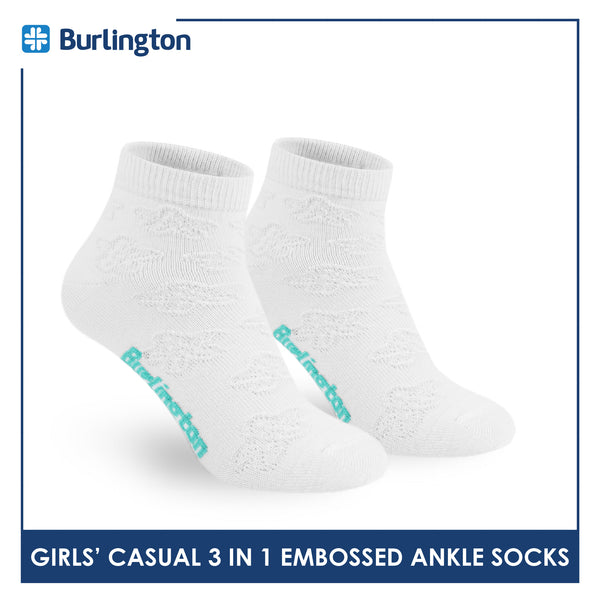 Burlington Children's Embossed Cotton Lite Casual Ankle Socks 3 pairs in 1 pack BGCMG1