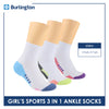 Burlington Girl’s Cotton Sports Ankle Socks 3 pairs in 1 pack BGSKG21