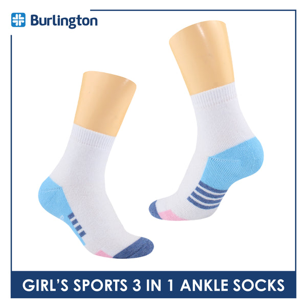Burlington Girl’s Cotton Sports Ankle Socks 3 pairs in 1 pack BGSKG21