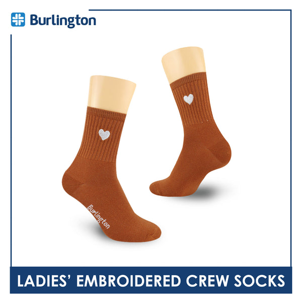 Burlington Ladies’ Cotton Embroidered Light Performance Crew Socks 1 pair BLCE4401