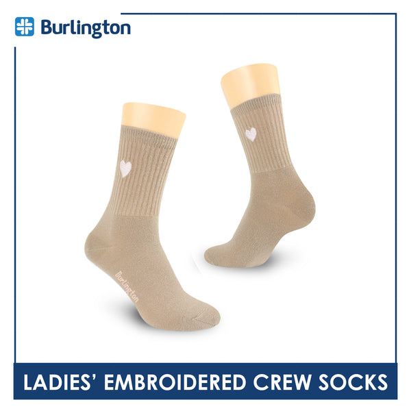 Burlington Ladies’ Cotton Embroidered Light Performance Crew Socks 1 pair BLCE4401