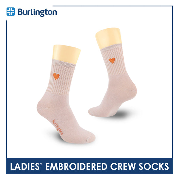 Burlington Ladies’ Cotton Embroidered Light Performance Crew Socks 1 pair BLCE4401