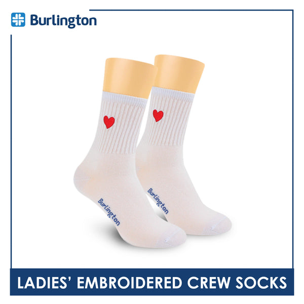 Burlington Ladies’ Cotton Embroidered Light Performance Crew Socks 1 pair BLCE4401