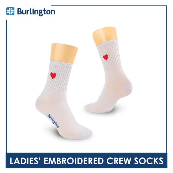 Burlington Ladies’ Cotton Embroidered Light Performance Crew Socks 1 pair BLCE4401