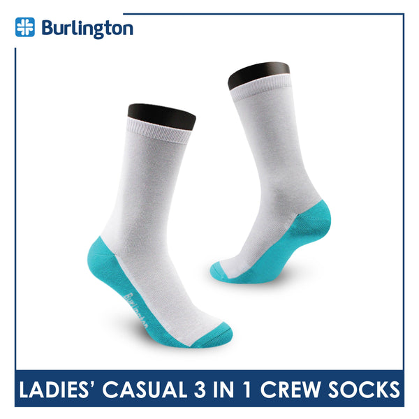 Burlington Ladies' Cotton Thin Casual Crew Socks 3 pairs in a pack BLCKG35
