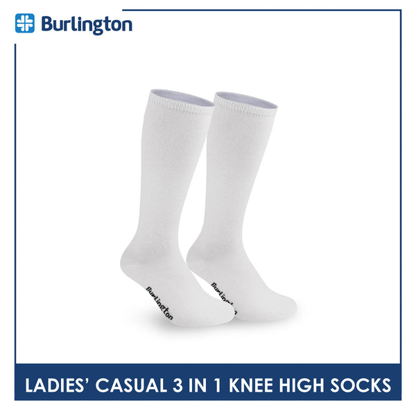 Burlington Ladie's Cotton Thin Casual Knee High Socks 3 pairs in a pack BLHKG2