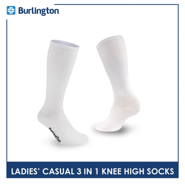 Burlington Ladie's Cotton Thin Casual Knee High Socks 3 pairs in a pack BLHKG2