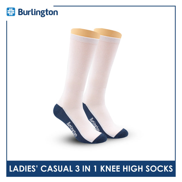 Burlington Ladie's Cotton Thin Casual Knee High Socks 3 pairs in a pack BLKHG1