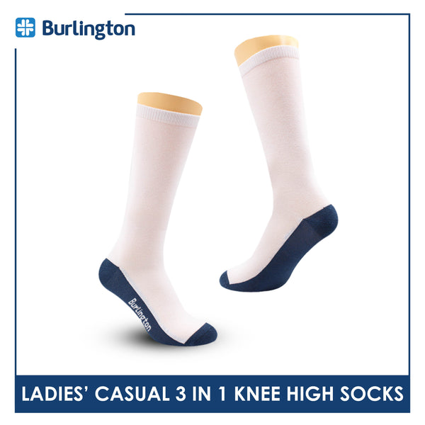 Burlington Ladie's Cotton Thin Casual Knee High Socks 3 pairs in a pack BLKHG1