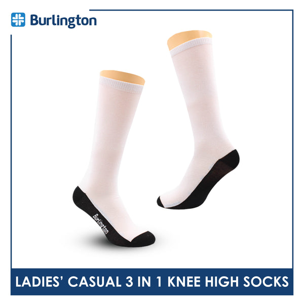 Burlington Ladie's Cotton Thin Casual Knee High Socks 3 pairs in a pack BLKHG1