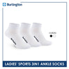 Burlington Ladies' Cotton Thick Sports Ankle Socks 3 pairs in a pack BLL-222