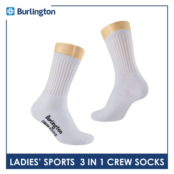 Burlington Ladies' Cotton Thick Sports Crew Socks 3 pairs in a pack BLS-223