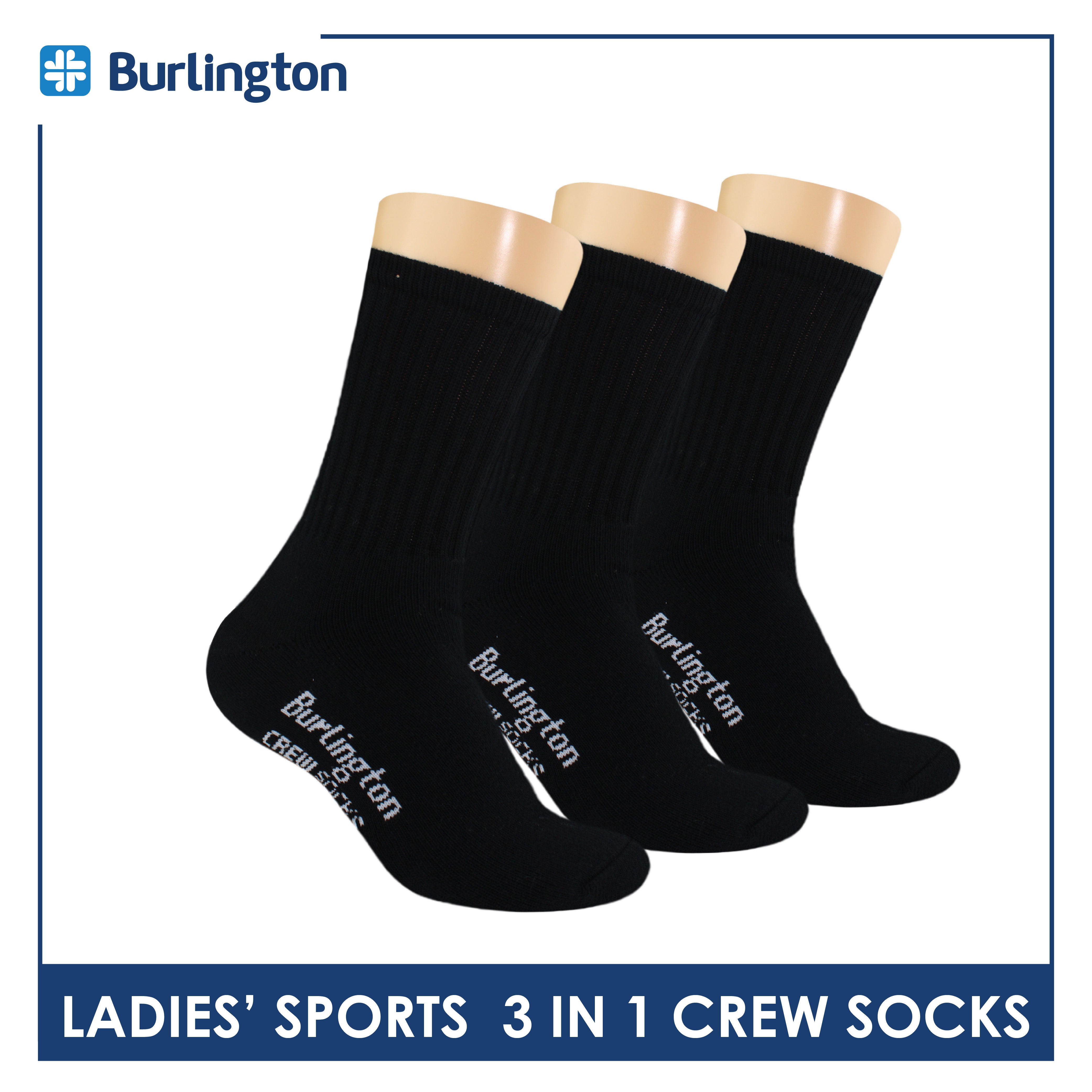 Burlington Ladies' Cotton Thick Sports Crew Socks 3 pairs in a pack BLS-223