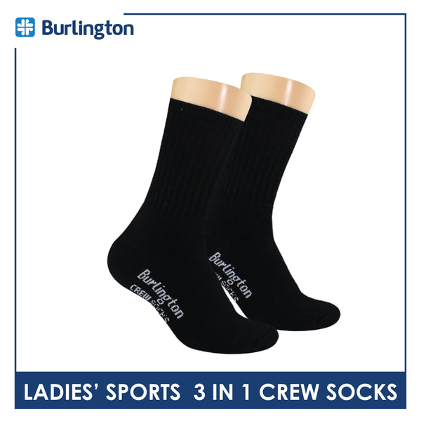 Burlington Ladies' Cotton Thick Sports Crew Socks 3 pairs in a pack BLS-223