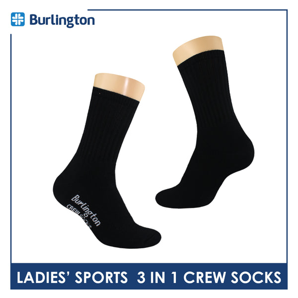 Burlington Ladies' Cotton Thick Sports Crew Socks 3 pairs in a pack BLS-223
