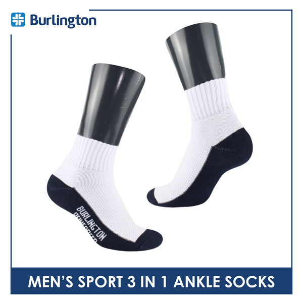 Burlington Men's Cotton Thick Sports Ankle Socks 3 pairs in a pack BMKSG22