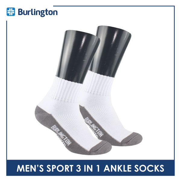 Burlington Men's Cotton Thick Sports Ankle Socks 3 pairs in a pack BMKSG22