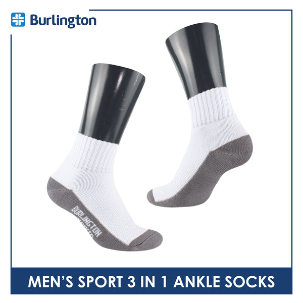 Burlington Men's Cotton Thick Sports Ankle Socks 3 pairs in a pack BMKSG22