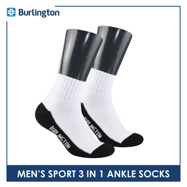 Burlington Men's Cotton Thick Sports Ankle Socks 3 pairs in a pack BMKSG22