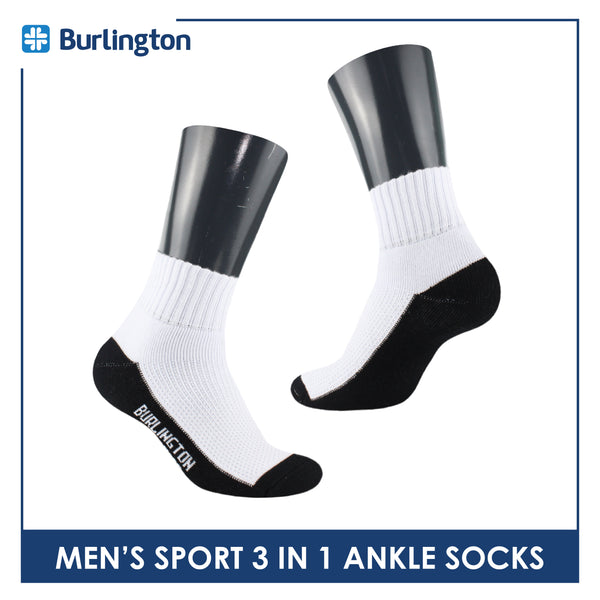 Burlington Men's Cotton Thick Sports Ankle Socks 3 pairs in a pack BMKSG22