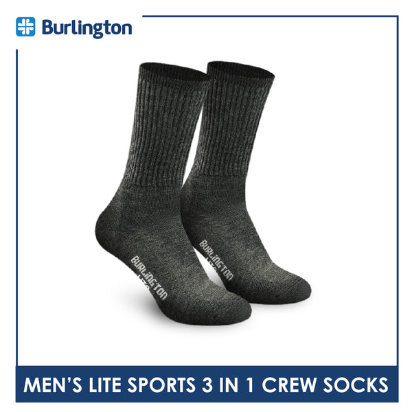 Burlington Men's Cotton Thick Sports Half Terry Performance Crew Socks 3 pairs in a pack BML-223
