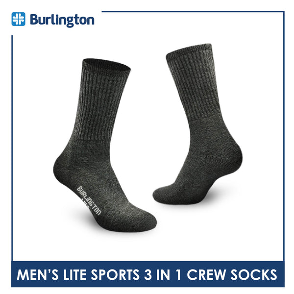 Burlington Men's Cotton Thick Sports Half Terry Performance Crew Socks 3 pairs in a pack BML-223