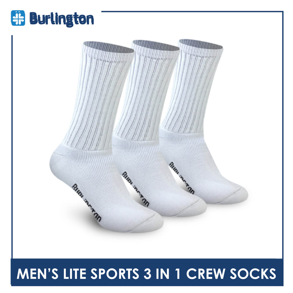Burlington Men's Cotton Thick Sports Half Terry Performance Crew Socks 3 pairs in a pack BML-223