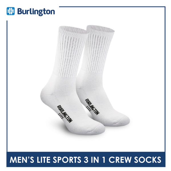 Burlington Men's Cotton Thick Sports Half Terry Performance Crew Socks 3 pairs in a pack BML-223