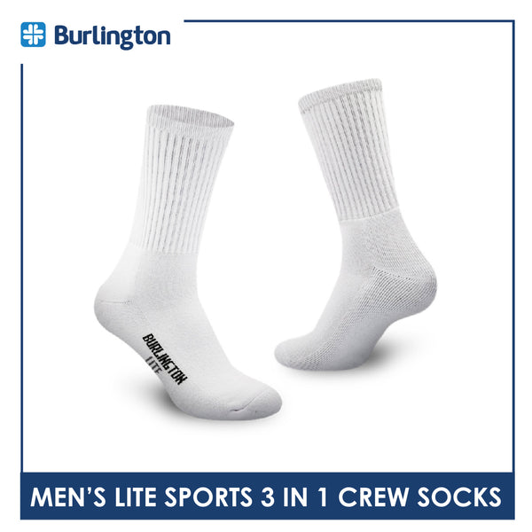 Burlington Men's Cotton Thick Sports Half Terry Performance Crew Socks 3 pairs in a pack BML-223