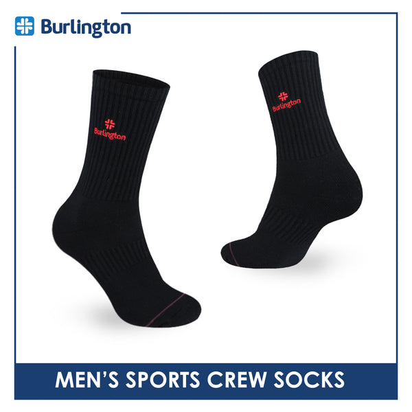 Burlington Men's Cotton Embroidered Thick Sports Crew Socks 1 pair BMSE531