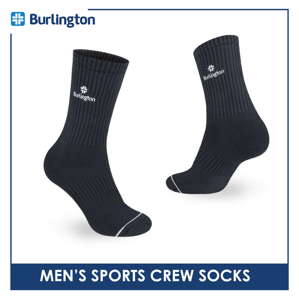 Burlington Men's Cotton Embroidered Thick Sports Crew Socks 1 pair BMSE531
