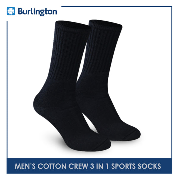 Burlington Men's Cotton Thick Sports Crew Socks 3 pairs in a pack 0223H