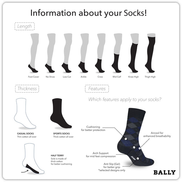 Bally Men's Premium Cotton Light Performance Dress Crew Socks 1 pair YMC1101