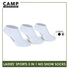 Camp Ladies' Cotton Thick Sports No Show Socks 3 pairs in a pack CLS0
