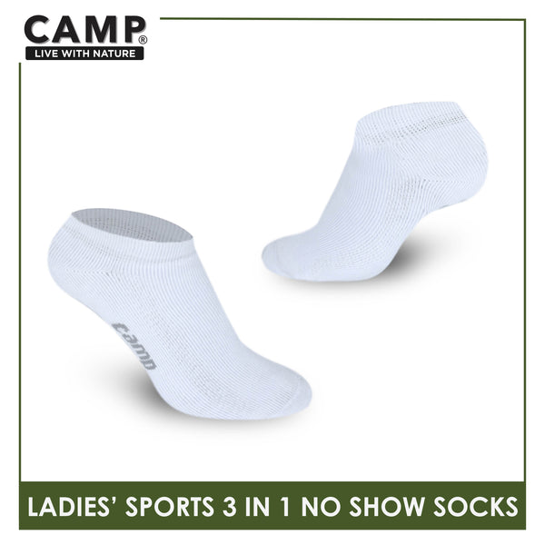 Camp Ladies' Cotton Thick Sports No Show Socks 3 pairs in a pack CLS0