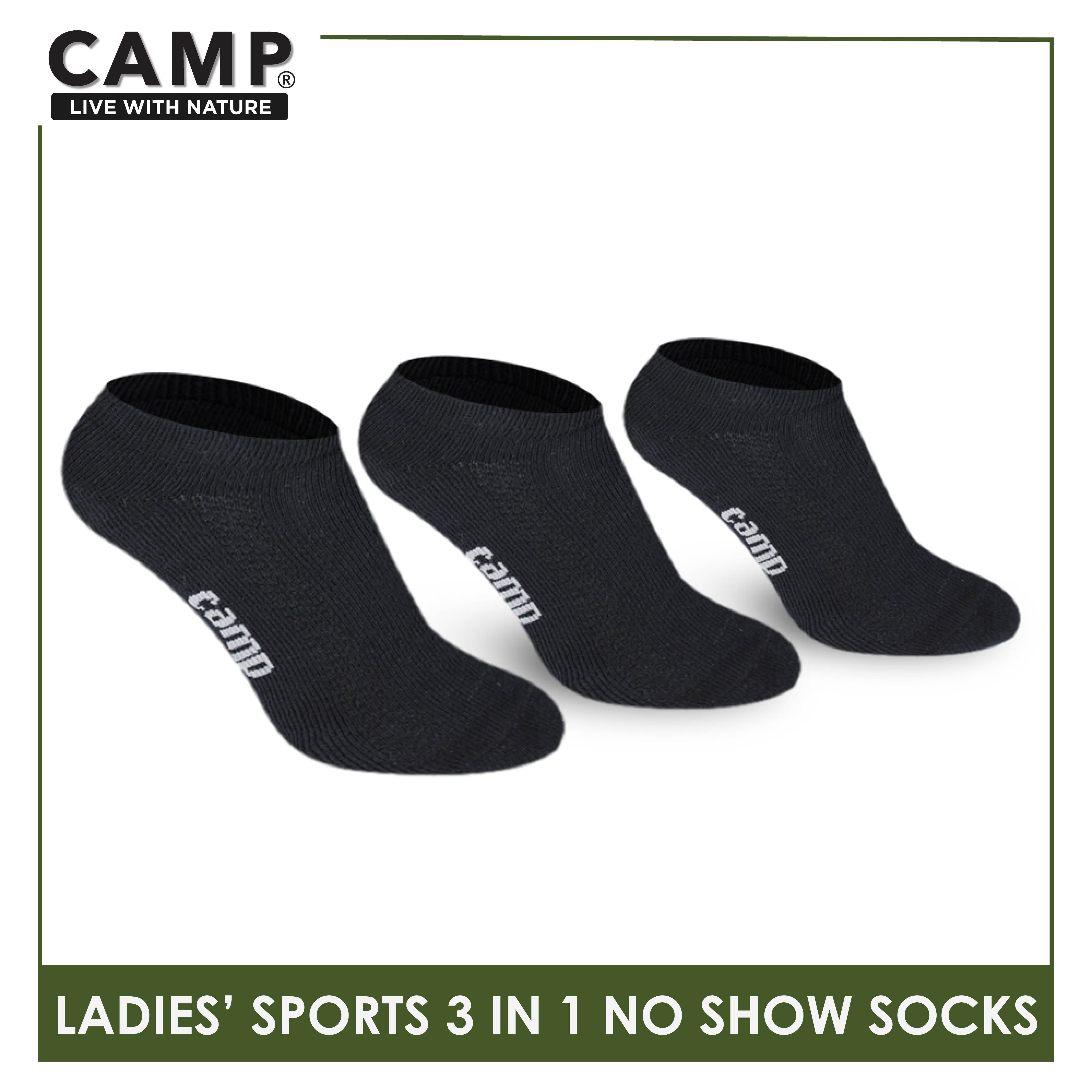 Camp Ladies' Cotton Thick Sports No Show Socks 3 pairs in a pack CLS0