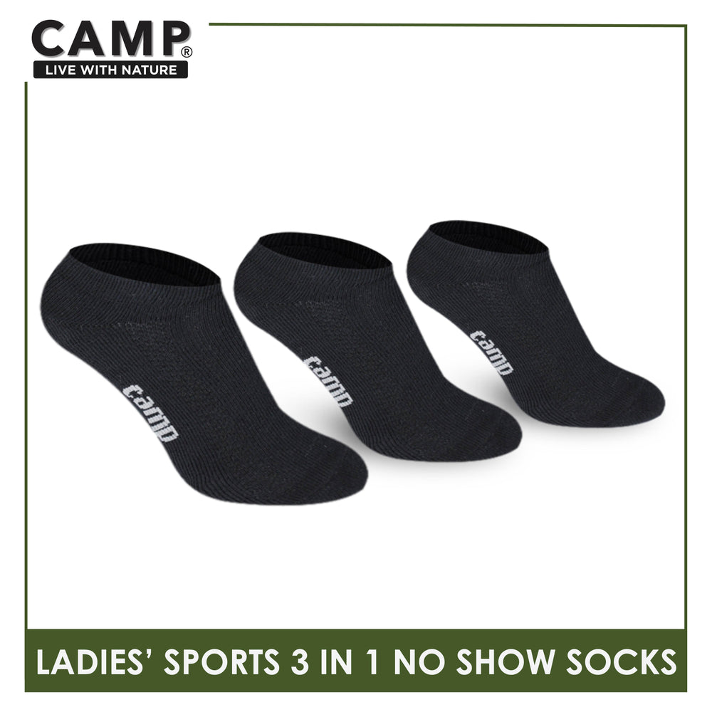 Camp Ladies' Cotton Thick Sports No Show Socks 3 pairs in a pack CLS0