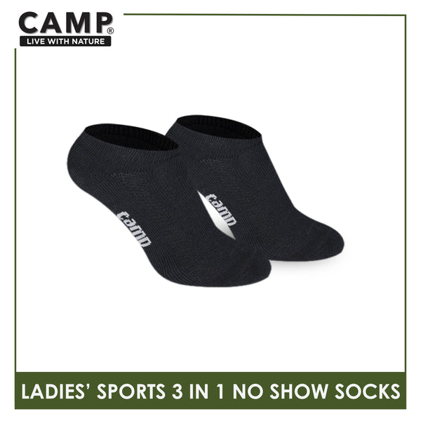 Camp Ladies' Cotton Thick Sports No Show Socks 3 pairs in a pack CLS0
