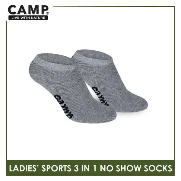 Camp Ladies' Cotton Thick Sports No Show Socks 3 pairs in a pack CLS0