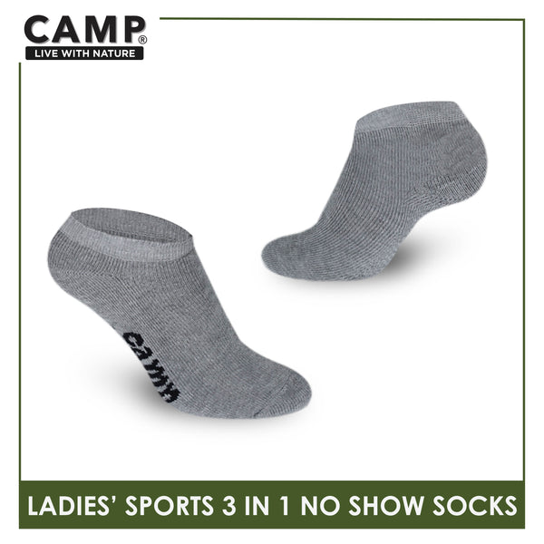 Camp Ladies' Cotton Thick Sports No Show Socks 3 pairs in a pack CLS0